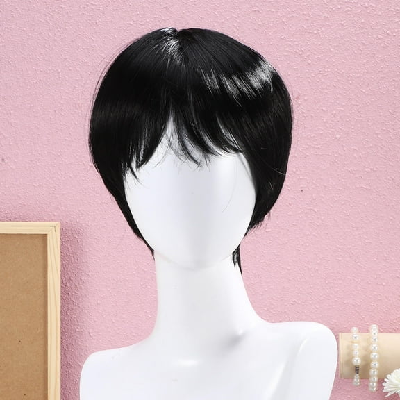 WRITWAA Black Synthetic Bob Wig with Bangs Short Hair Wig for Cosplay and Party