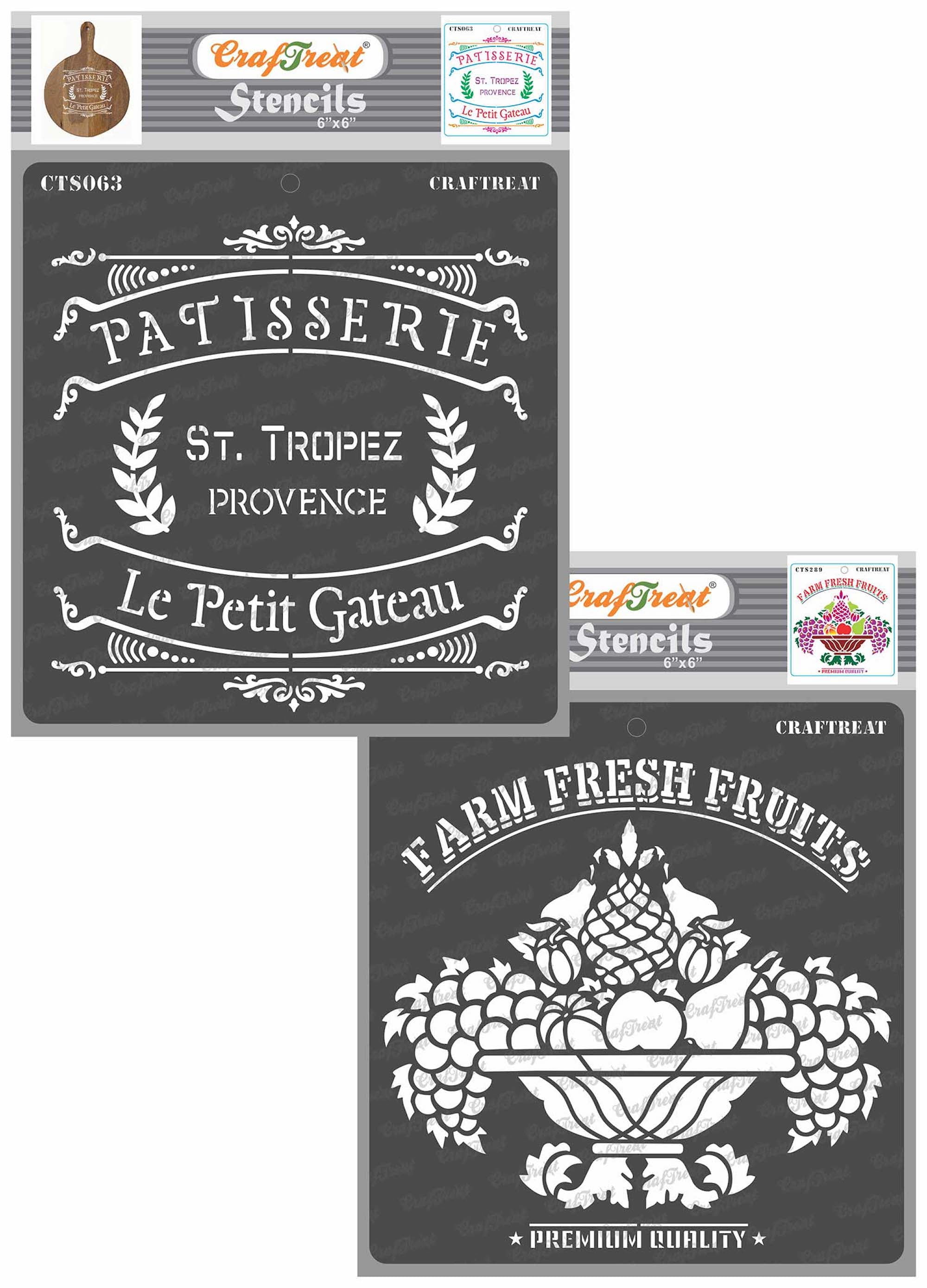 CrafTreat Patteserie and Fruit Basket Stencil for Painting and Crafting