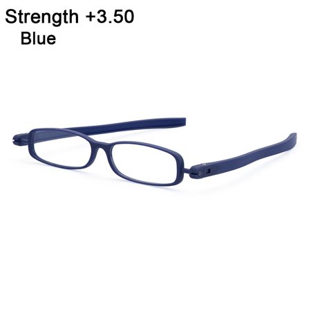 Women Men Light weight Reading Computer Vision Care Folding Reading Glasses Presbyopia Eyeglasses Eyewear 360 degree Rotation BLUE STRENGTH +3.50