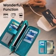 thumbnail image 4 of ShieldFlex Wallet Case Compatible with Samsung Galaxy S25 5G, 13-Card Holder Soft PU Leather Crossbody Wallet Zipper Pocket Magnetic Detachable Phone Cover Fit for Galaxy S25,Blue (3 IN 1), 4 of 8