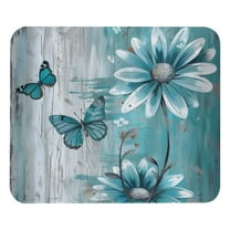 Daisy Butterfly on Rustic Plank Square Mouse Pads for Wireless Mouse Small Office Computer Mousepad for Desk Laptop with Non-Slip Rubber Base Mouse Mat, 8.3x9.8in