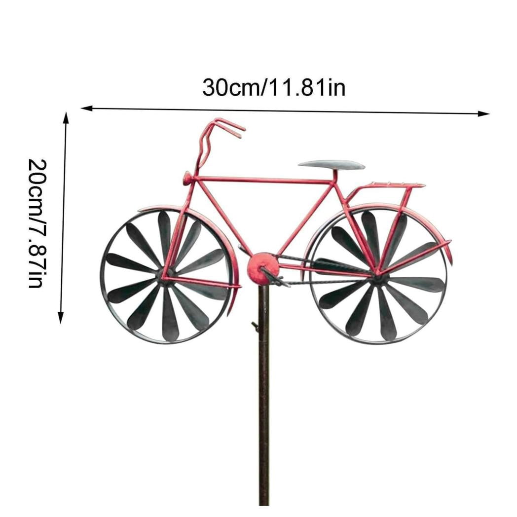 Metal Bicycle Wind Spinners,Wind Mill For Yard And Garden，Vintage Red Wind Spinners,Welcome Yard Sign With Stakes,Bike Garden Art Decor,Outdoor Garden Decor With Windmill For Courtyard Parks,Terraces
