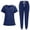 Navy, variant on Minjewel Women's V-Neck Short Sleeve Two-Piece Scrubs for Women Set with Pockets, Soft & Breathable Scrub Set for Female Caregivers,Black L