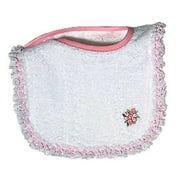 Angle View: Baby Girls Girl Appliqued Lace Bib, White/Pink