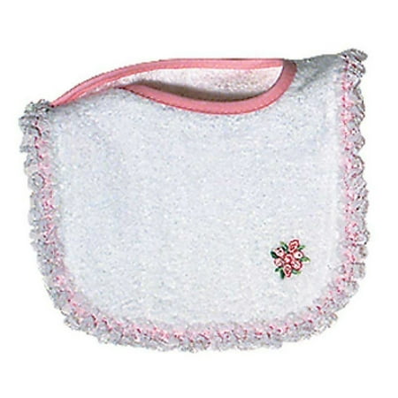 Baby Girls Girl Appliqued Lace Bib, White/Pink