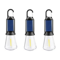 OAVQHLG3B 3Pcs Solar Tent Camping Light Bulb Rechargeable Portable LED Camping Lantern Tungsten Light Tent Lamp with Clip Hook for Camping, Hiking, Backpacking, Emergency Outage