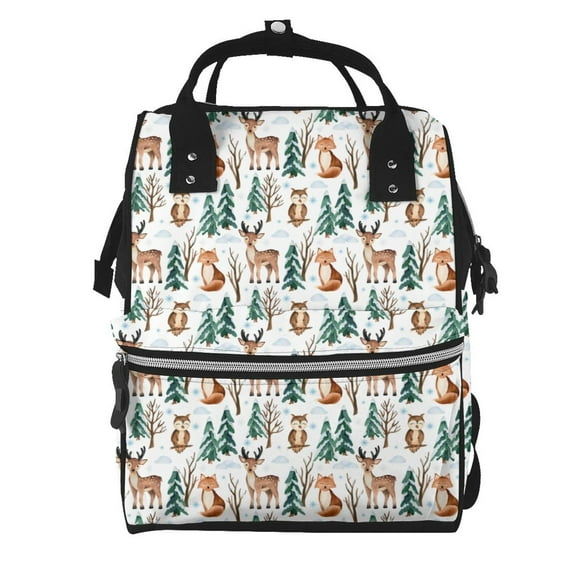 Defioc Winter Woodland Friends for Baby Diaper Bag Backpack - Baby Bag for Boys & Girls - Diaper Backpack - Large Travel Diaper Bags- Baby Registry Search & Shower Gifts