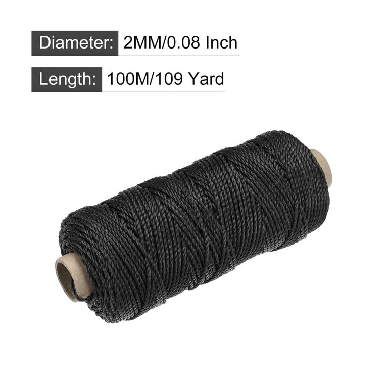 Uxcell Twisted Nylon Mason Line Black 100m/109 Yard 2mm Dia for DIY Projects, Women's, Size: 2 mm