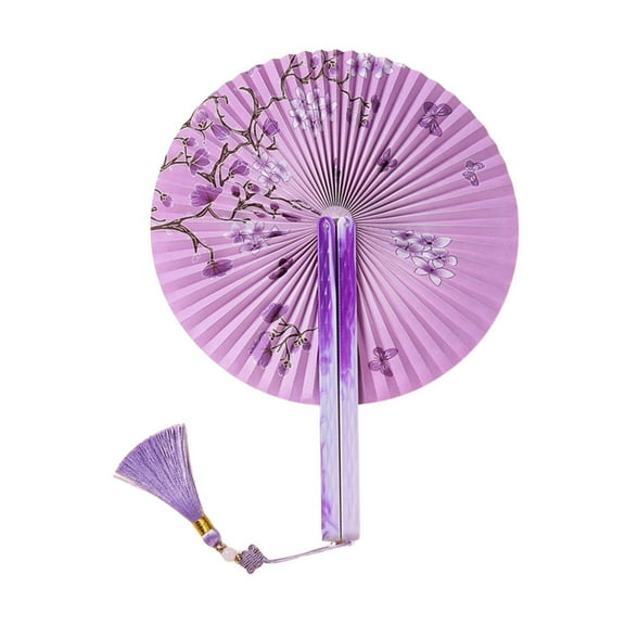 Misright Handheld Folding Fan Magnetic Folding with Pendant For Dance Performances