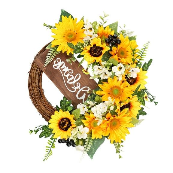 MUSEYA Wreaths for Front Door Artificial Sunflower Wreath Assorted Color 1Set