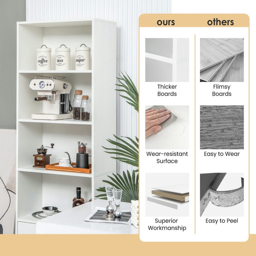 Demi Bonn 6-Tier Tall Freestanding Bookcase with 4 Open Shelves and 2 Drawers, White