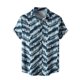 thumbnail image 1 of Lars Amadeus Camisa geométrica irregular para hombre Color Block Manga corta Botón abajo Camisas de verano Azul L Unique Bargains Camisas, 1 of 6
