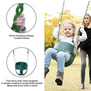 JBeeCtrl Toddler Swing Seat High Back Bucket Swing Seat with Coated Chain and Carabiners, Green