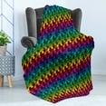 thumbnail image 4 of Geometric Soft Flannel Fleece Blanket, Trippy Digital Gradient Puzzle Style Futuristic Curved Shapes Multimedia Concept, Cozy Plush for Indoor and Outdoor Use, 60" x 80", Multicolor, by Ambesonne, 4 of 5
