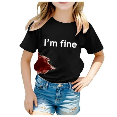 

Children s Spring and Summer Fashion Festival Printed Solid Color Short Sleeve Casual Comfortable T Shirt Fall Shirts for Baby Girls Big Girls Shirts Long Sleeve Undershirt for Kids Girls Tennis