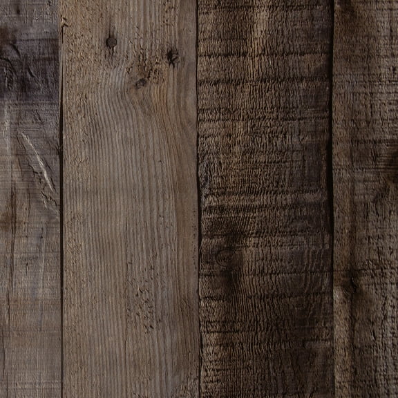 Dundee Deco Peel and Stick Self Adhesive Wallpaper - Distressed Wooden Brown Planks, 18 ft x 18 in