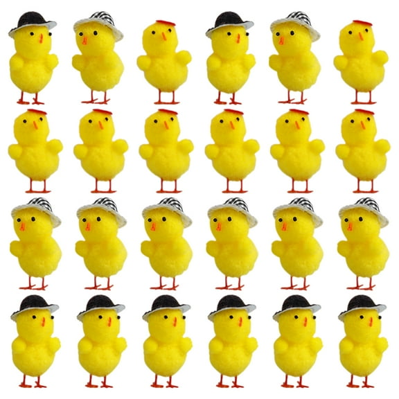 24pcs Easter Plush Chick Toys Small Soft Cartoon Chicken Figurines Cute Spring Decorations for Home and Party