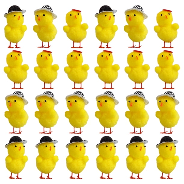 KAKOWELY 24 piezas de decoración de pollo de peluche de Pascua, modelo de pollo de peluche pequeño, adorable decoración de pollito de dibujos animados