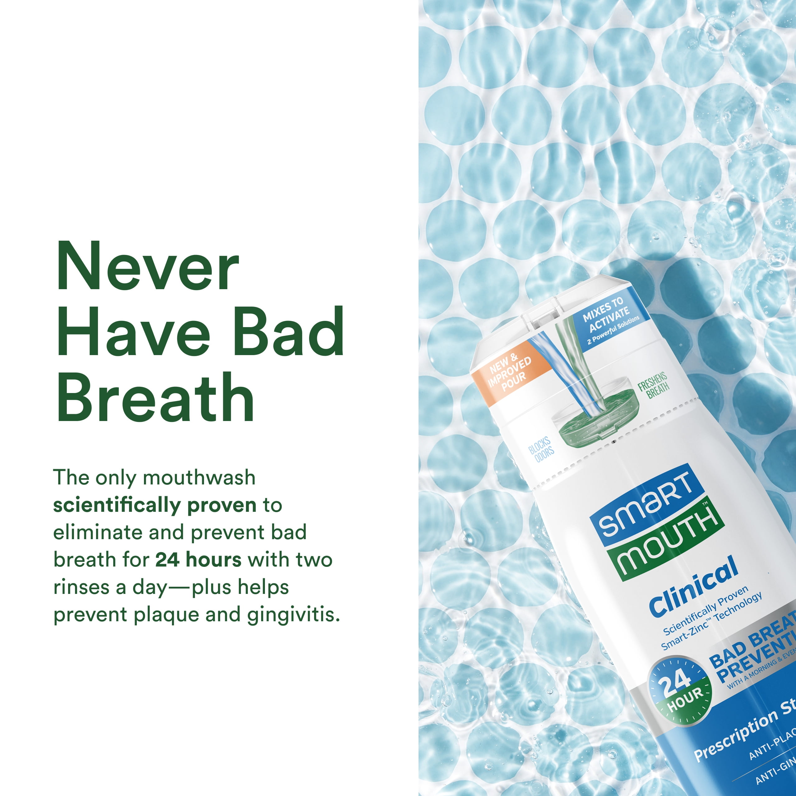 SmartMouth DDS Activated Clinical Mouthwash - Adult Mouthwash for Fresh Breath - Clinical Strength Mouthwash for Gum Health, Gingivitis & More - Clean Mint Flavor, 16 fl oz (3 Pack)