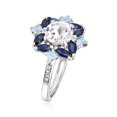 thumbnail image 3 of Dreamofdazzles Jewels 2.00Ct Round Cut Diamond & Sapphire Engagement Wedding Band Ring 14K White Gold Plated 925 Sterling Silver For Women's -5, 3 of 4