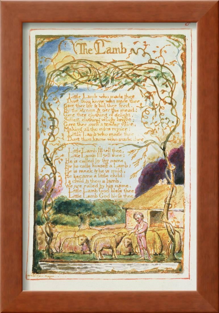 The Lamb Plate 8 from Songs of Innocence and of Experience C181526, Animals Figurative Religion Framed Art Print Wall Art by William Blake Sold by The Lamb Plate 8 from Songs of Innocence and of Experience C181526, Animals Figurative Religion Framed Art Print Wall Art by William Blake Sold by
