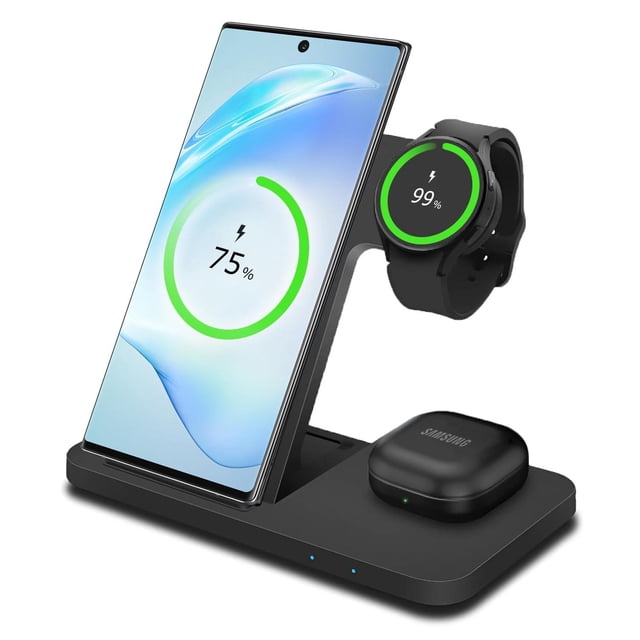 Estación de Carga Inalámbrica MMOBIEL Negro 3 en 1 para Samsung
