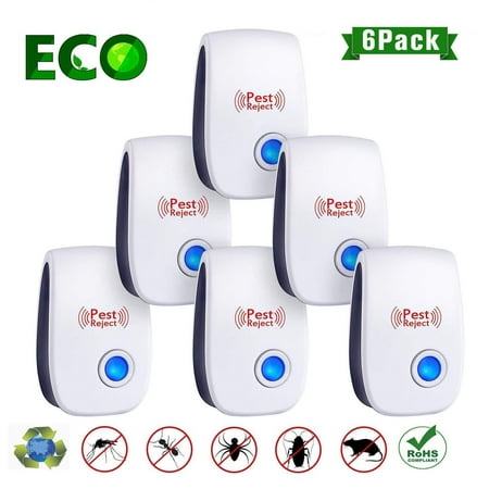 PESTSMAX - Ultrasonic Pest Repeller Humane Mice Control Newest Electronic Insect Repellent Easiest Way to Reject Rodent Bed Bug Mosquito Fly Cockroach Spider Rat Home Animal No Kill Plug 6 (Best Way To Kill Flies)