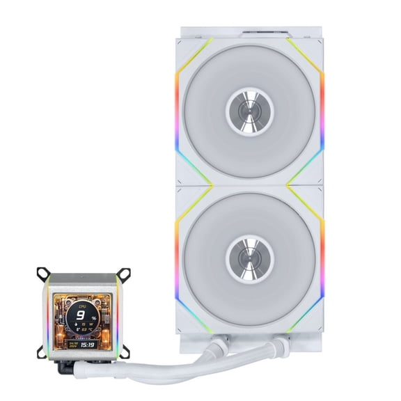 Lian Li GA2ALCD28TLW 280mm AIO Liquid CPU Cooler 2 x 140mm RGB Fans 2.88" IPS LCD White