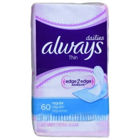 Thin Pantiliners - Always Thin Pantiliners, Regular 60 ea (Pack of 2)