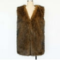thumbnail image 6 of Women's Faux Fur Vest Shaggy V Neck Long Coat Winter Warm Coats Outerwear Brown S, 6 of 7
