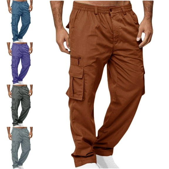Xzbqbs Men's Cargo Work Hiking Pants Lightweight Water Resistant Quick Dry Fishing Pants Travel Outdoor Pants with Multi Pockets