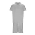 thumbnail image 3 of PEASKJP Polo Shirts for Men and Shorts Set Summer Outfits Casual Short Sleeve Suit 2 Piece Shorts Tracksuit Set (White,S), 3 of 5