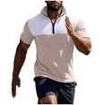 thumbnail image 4 of YLSDY Casual Waffle Shirts for Men Slim Fit Zipper Golf Tshirt Breathable Short Sleeve Tee Summer Casual Zip Collared Work Tops Khaki L, 4 of 6