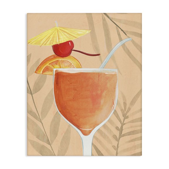 Stupell Industries Coastal Tropical Cocktail with Fruit Canvas Art, 16 x 20, by Annie Warren