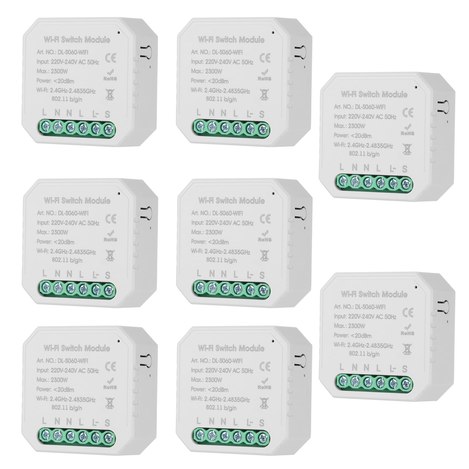 8PCS Tuya MINI DIY One Way Smart Switch Small Body APP Remote Control