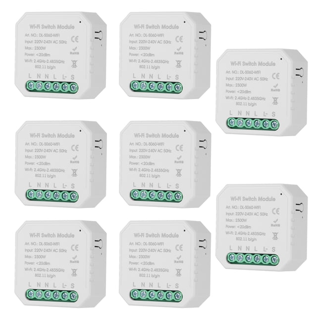 8PCS Tuya MINI DIY One Way Smart Switch Small Body APP Remote Control WiFi Switch Timer Light Switch Compatible With Google Home/Nest & Alexa