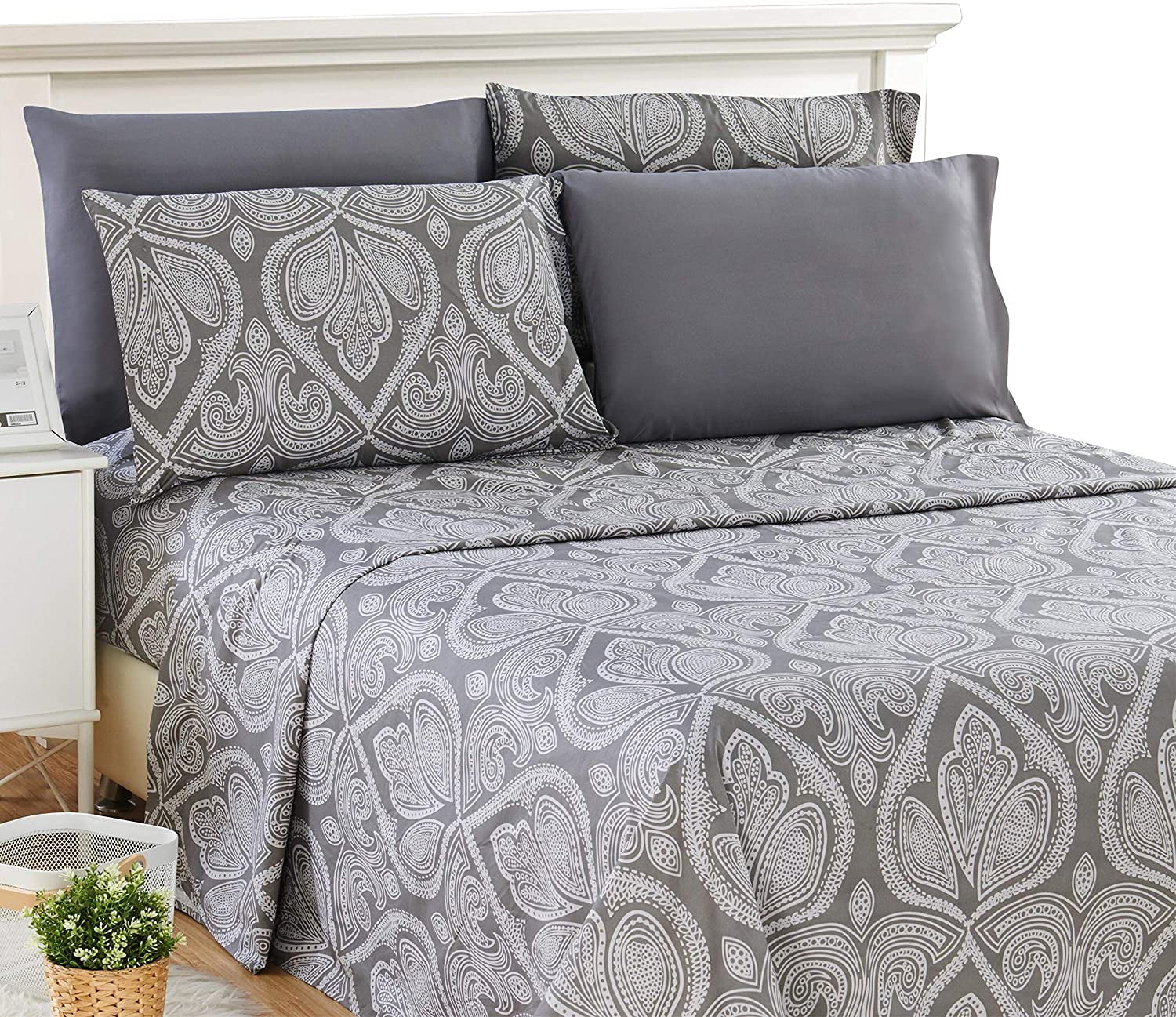 Изображение light grey sheets queen. walmart