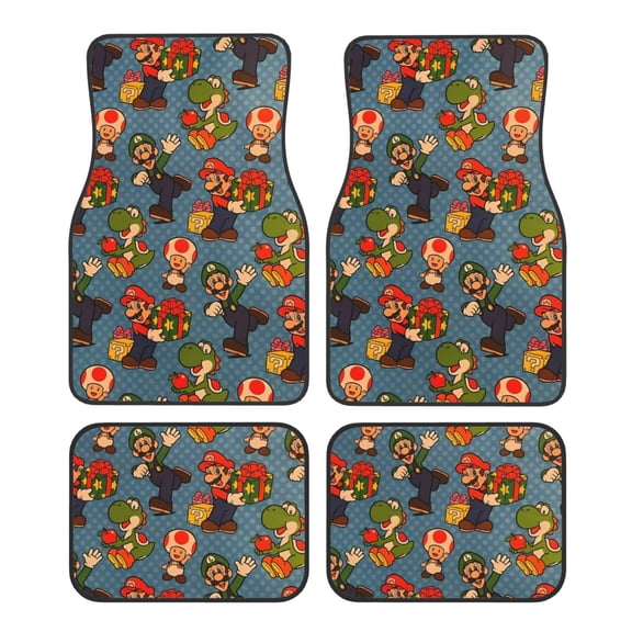 Saiise Mario Print Universal Fit Carpet Floor Mats For SUV,Vans,Sedans,Trucks,Set of 4pcs