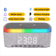 thumbnail image 3 of Bluetooth Speaker with Wireless Charging LED Ambient Light and Alarm Clock- FM Radio USB 15W Charging White, 3 of 5