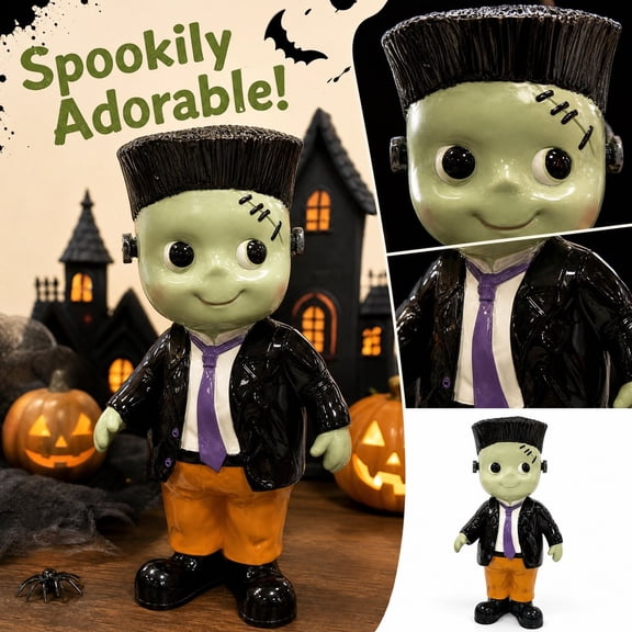 Frankenstein Resin Statue 7.8in Horror Collectible Figurine, Hand-Painted Monster Decor for Shelf Desk Halloween Display
