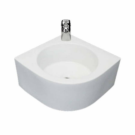 Bathroom Corner Vessel Sink White China Melinda Faucet Hole ...