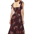 thumbnail image 4 of Vestido largo carmesí con cuello cuadrado elegante para mujer Vestido con abertura retro informal con tiras y estampado floral Adepaton BST3005860-3, 4 of 6