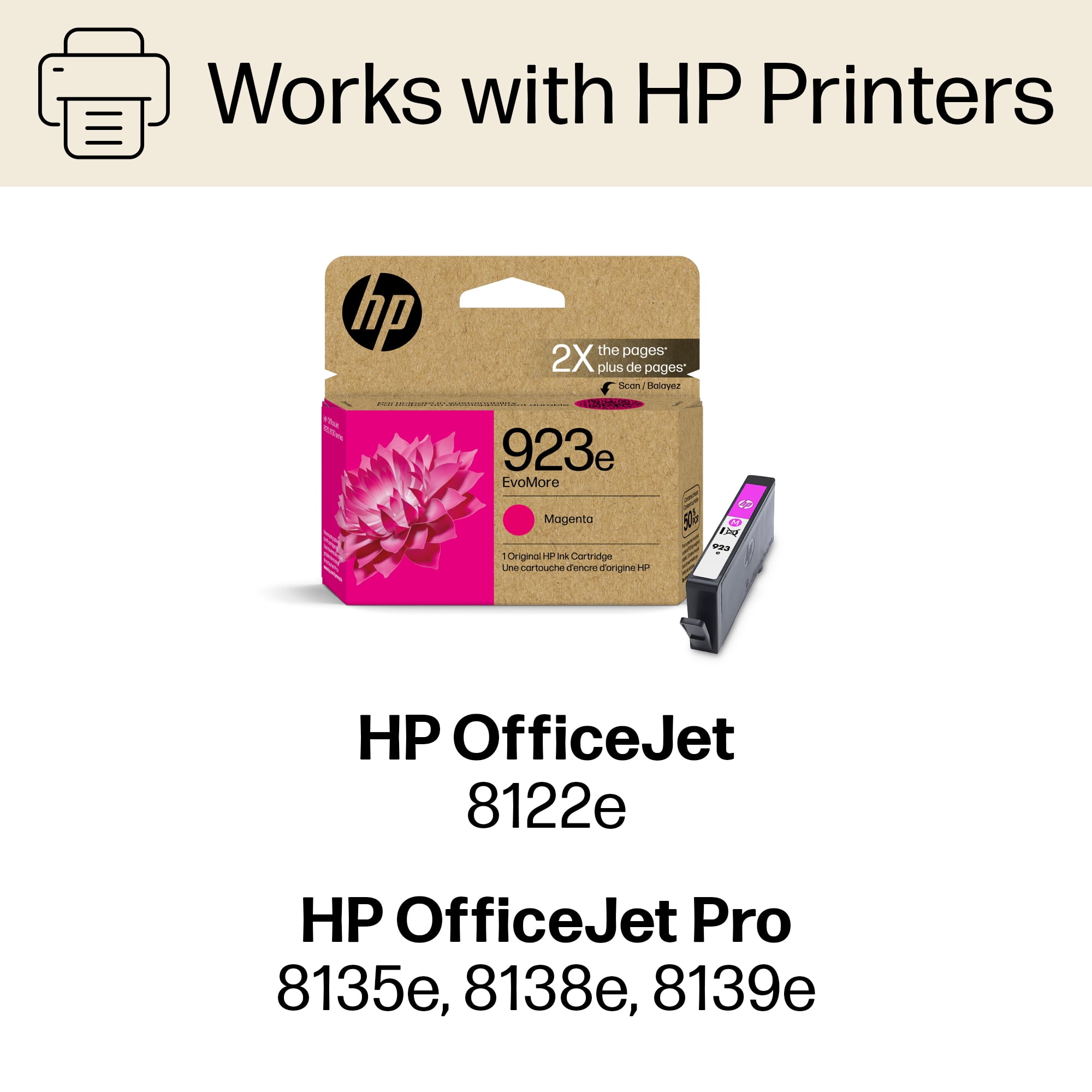 HP 923e EvoMore Magenta Original Ink Cartridge, 800 pages, 4K0T5LN