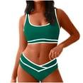 thumbnail image 1 of fheaev Bikini Swimsuits for women Bathing Suit Tight Sports Surfing Swimsuit Color Block Two Piece Drawstring Adjustable shoulder strap Bikini Swimwear, 1 of 7