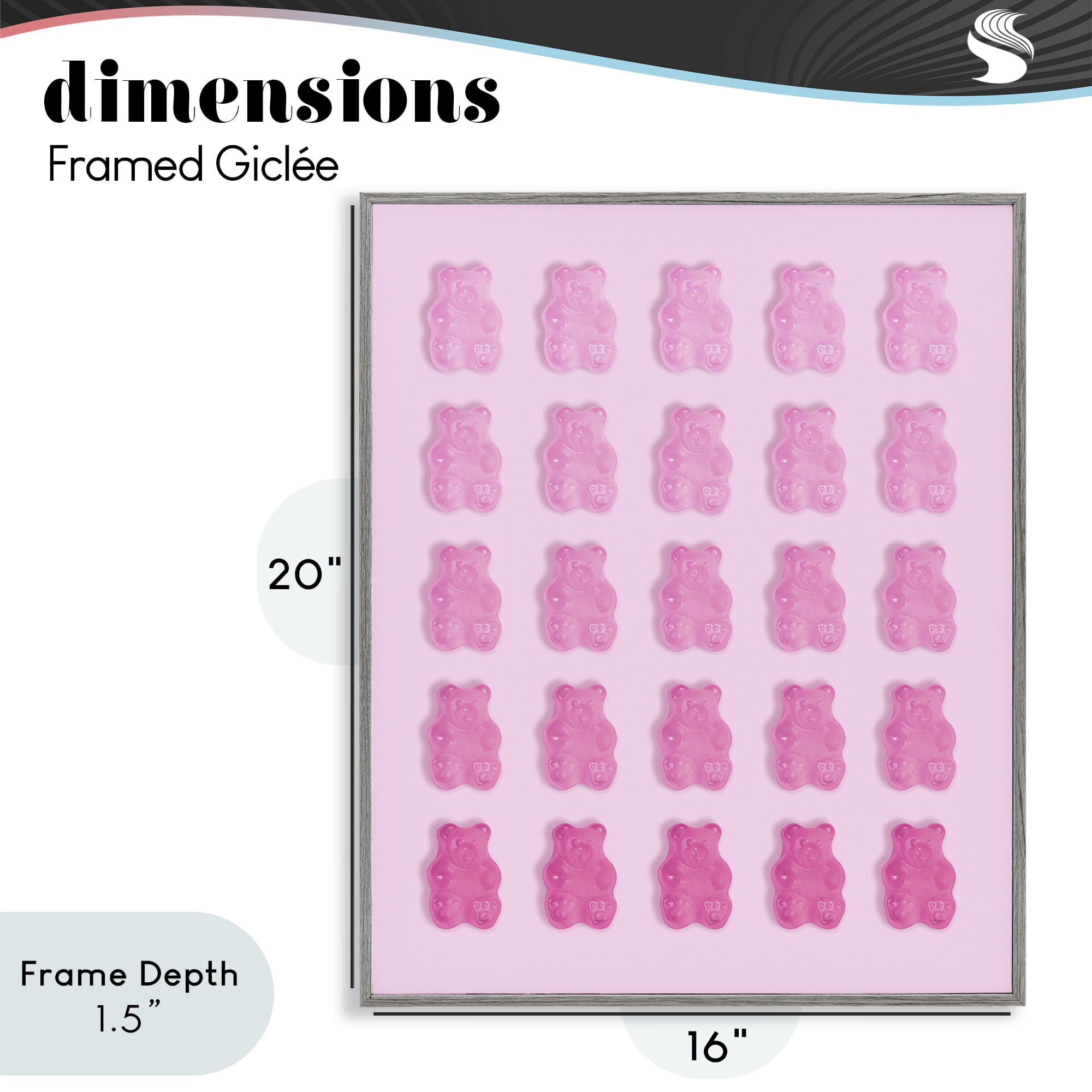 Stupell Industries Gradient Pastel Pink Bears Gray Framed Giclee Art, design by LISH Creative