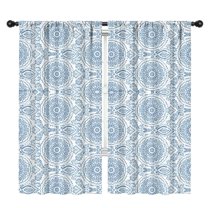 Blackout Kids Curtains,Blue Ethnic Mandala Pattern Childrens Insulated Curtains Set Of 2,Bedroom Essentials,Toddler Room Decor 42x84in(106x213cm)