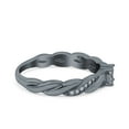 thumbnail image 2 of Black Tone, Simulated Cubic Zirconia Size-9 Crisscross Band Wedding Ring 925 Sterling Silver, 2 of 7
