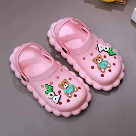 

JIAGEYA Boys Girls Clogs With Cartoon Bear Charm Summer Comfy Lightweight Hollow Out Sandals For Toddler Newborn Infant Spring And Summer