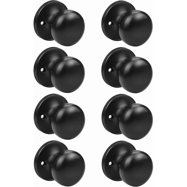 Matte Door Knob Passage Function Passage Door Knob for Hall and Closet Door Lockset NonLocking Round Ball Doorknob Colonial Style Door Handle Knob Left and Right Open
