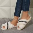 thumbnail image 5 of Womens Slippers Flat Heel Open Toe Slides Outdoor Indoor Warm Plush Casual Bedroom Shoes for Women White 9, 5 of 10